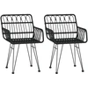 Image de vidaXL Chaises de jardin 2 pcs. avec accoudoirs noir 56x64x80 cm rotin PE