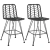 Image de vidaXL Tabouret de bar 2 pcs. noir 45x56x103,5 cm rotin PE et acier