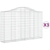 Image de vidaXL Gabions avec arc surélevé 3 pcs. 200x30x120/140cm Fer galvanisé