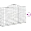 Image de vidaXL Gabions avec arc surélevé 15pcs 200x30x120/140cm Fer galvanisé
