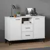 Image de vidaXL Sideboard OSLO avec pieds métalliques blanc 113x40x77 cm bois massif