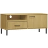 Image de vidaXL Armoire TV OSLO avec pieds métalliques Pin massif brun
