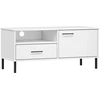 Image de vidaXL Armoire TV OSLO avec pieds métalliques Blanc Pin massif