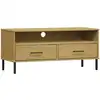 Image de vidaXL Armoire TV OSLO avec pieds métalliques Pin massif brun