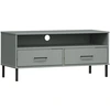 Image de vidaXL Armoire TV OSLO avec pieds métalliques gris Pin massif