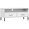 Image de vidaXL Armoire TV OSLO avec pieds métalliques Blanc Pin massif