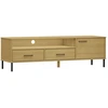 Image de vidaXL Armoire TV OSLO avec pieds métalliques Pin massif brun