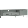 Image de vidaXL Armoire TV OSLO avec pieds métalliques gris Pin massif