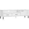 Image de vidaXL Armoire TV OSLO avec pieds métalliques Blanc Pin massif