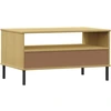 Image de vidaXL Table basse OSLO avec pieds en métal brun 85x50x45 cm bois massif