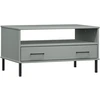 Image de vidaXL Table basse OSLO avec pieds métalliques gris 85x50x45 cm bois massif