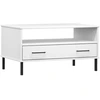 Image de vidaXL Table basse OSLO avec pieds en métal blanc 85x50x45 cm bois massif