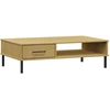 Image de vidaXL Table basse OSLO avec pieds métalliques Marron Pin massif