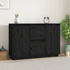 Image de vidaXL Sideboard noir 111x34x75 cm pin massif