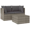 Image de vidaXL Ensemble de salon de jardin 3 pièces avec coussins Gris Poly rotin