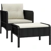Image de vidaXL Ensemble salon de jardin 2 pièces avec coussins noir Poly rotin