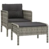 Image de vidaXL Ensemble de salon de jardin 2 pièces avec coussins Gris Poly rotin