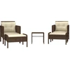 Image de vidaXL Ensemble de salon de jardin 5 pièces avec coussins Marron Poly Rattan