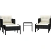 Image de vidaXL Ensemble salon de jardin 5 pièces avec coussins noir poly rotin