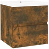 Image de vidaXL Armoire de lavabo avec vasque encastrée Chêne fumé Matériau dérivé du bois