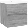 Image de vidaXL Armoire de lavabo avec vasque encastrée Gris Sonoma Matériau dérivé du bois