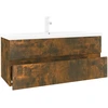 Image de vidaXL Armoire de lavabo avec vasque encastrée Chêne fumé Matériau dérivé du bois