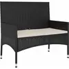 Image de vidaXL Banc de jardin 2 places avec coussins noir Poly rotin