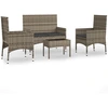Image de vidaXL Ensemble salon de jardin 4 pièces avec coussins Gris Poly rotin