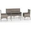 Image de vidaXL Ensemble salon de jardin 4 pièces avec coussins Gris Poly rotin