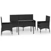 Image de vidaXL Ensemble salon de jardin 4 pièces avec coussins noir poly rotin