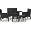Image de vidaXL Ensemble salon de jardin 6 pièces avec coussins noir poly rotin