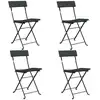 Image de vidaXL Chaises de bistrot 4 pcs. Pliable Noir Poly Rotin et Acier