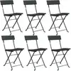 Image de vidaXL Chaises de bistrot 6 pcs. Pliable Noir Poly Rotin et Acier
