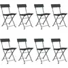 Image de vidaXL Chaises de bistrot 8 pcs. Pliable Noir Poly Rotin et Acier