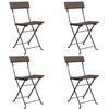Image de vidaXL Chaises de bistrot 4 pcs. Pliable Marron Poly rotin et acier