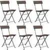 Image de vidaXL Chaises de bistrot 6 pcs. Pliable Marron Poly rotin et acier