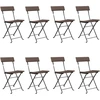 Image de vidaXL Chaises de bistrot 8 pcs. Pliable Marron Poly rotin et acier