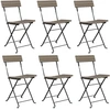 Image de vidaXL Chaises de bistrot 6 pcs. Pliable Gris Poly rotin et acier