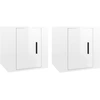 Image de vidaXL Armoires murales TV 2 pcs. Blanc brillant 40x34,5x40 cm