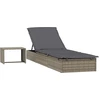 Image de vidaXL Bain de soleil 1 pièce avec table Gris Poly Rattan