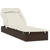 Image de vidaXL Chaise longue avec toit pliant brun 213x63x97 cm Poly rotin