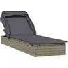 Image de vidaXL Chaise longue avec toit pliant Gris 213x63x97 cm Poly rotin