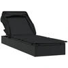Image de vidaXL Bain de soleil avec toit pliant noir 213x63x97 cm Poly rotin