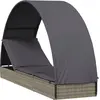 Image de vidaXL Bain de soleil avec toit arrondi Gris 211x57x140 cm Poly rotin