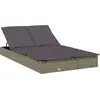 Image de vidaXL Chaise longue pour 2 personnes avec support Gris Poly Rattan