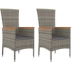 Image de vidaXL Chaises de jardin avec coussins 2 pcs. Poly rotin gris