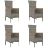 Image de vidaXL Chaises de jardin avec coussins 4 pcs. Poly rotin gris