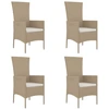 Image de vidaXL Gartenstühle mit Kissen 4 Stk. Poly Rattan Beige