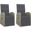 Image de vidaXL Chaises longues de jardin avec coussins 2 pcs. Gris Poly Rattan