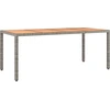 Image de vidaXL Table de jardin avec plateau en bois Gris Poly rotin & bois massif Acacia